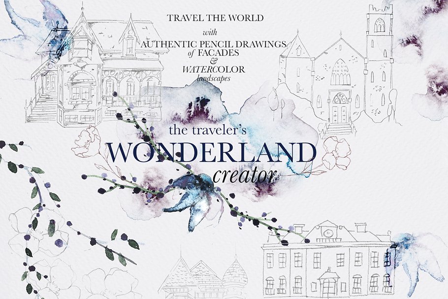 地点及景观手绘水彩插图 Venue & Landscape Illustrations