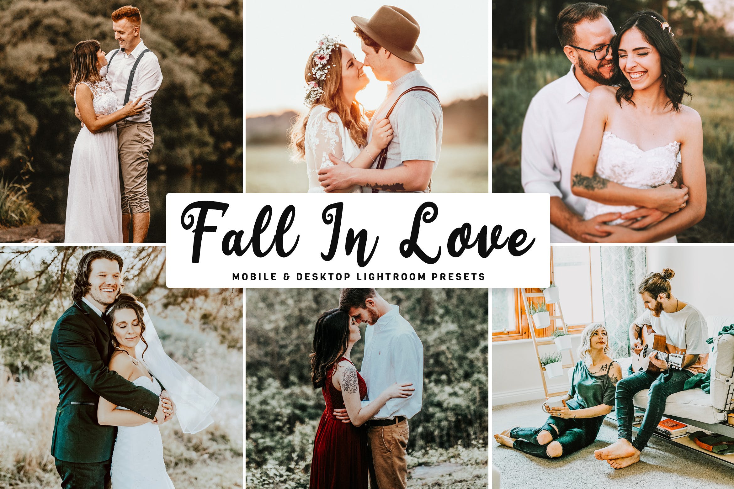 婚纱/爱情主题摄影专用LR调色预设 Fall In Love Mobile & Desktop Lightroom Presets