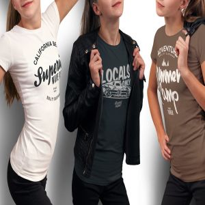 女版圆领印花T恤样机 Crew Neck T-shirt Mock-up Female Version