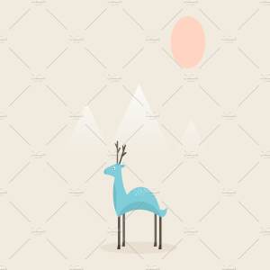 简笔画鹿矢量图形 Deer4