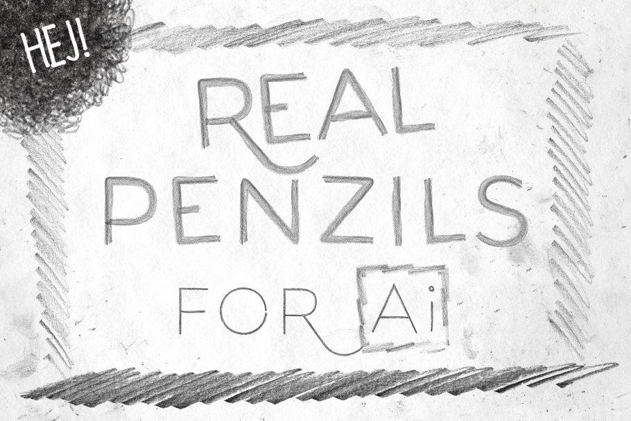 逼真铅笔笔画笔迹AI笔刷 REAL PENZILS FOR Ai