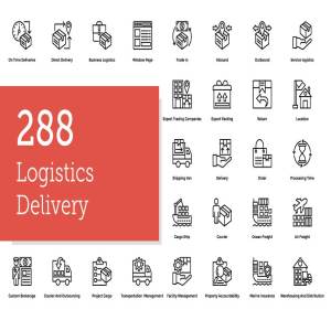 288款物流运输＆配送服务线条图标 288 Logistics Delivery Icons