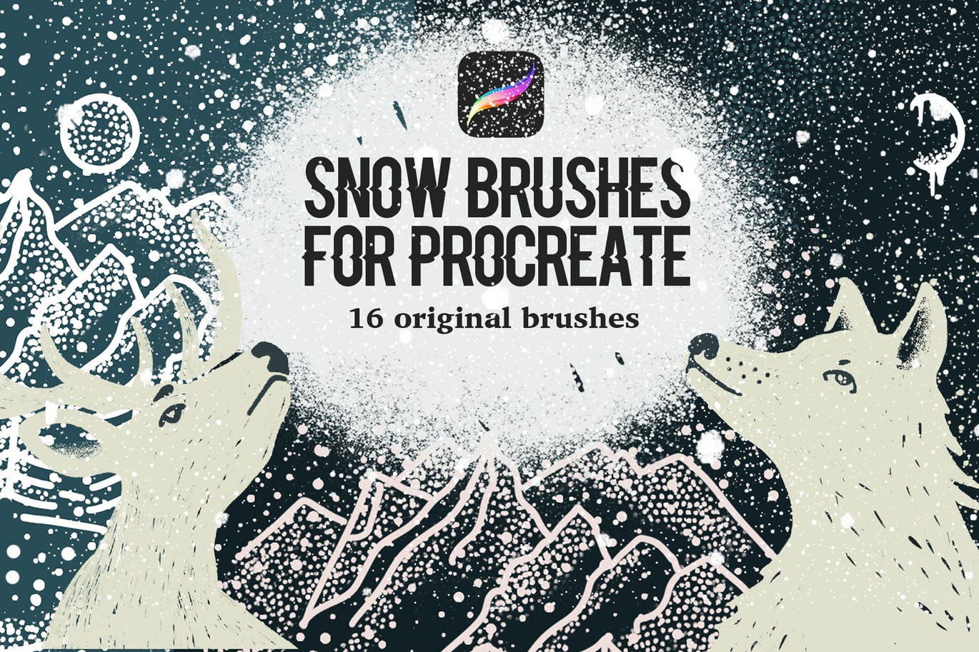 雪景手绘必备利器-Procreate雪花图案笔刷 Snow Brushes for Procreate