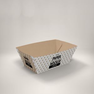 创意纸盘包装设计效果图样机模板 Paper Tray 1 Packaging Mockup