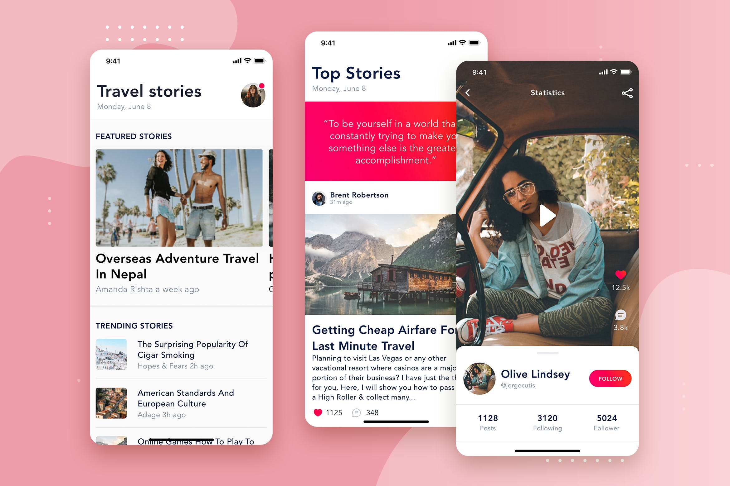 社交APP个人中心界面设计模板v4 User Profile mobile interface concept