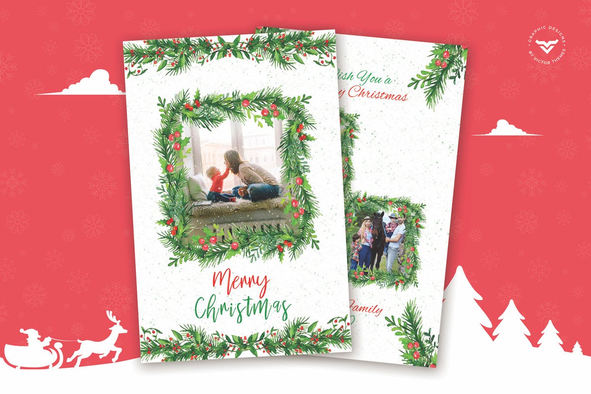 圣诞节庆祝活动贺卡设计模板 Christmas Greeting Card