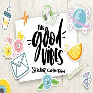 充满夏天色彩的手绘矢量剪贴画 The Good Vibes Hand Drawn Clipart