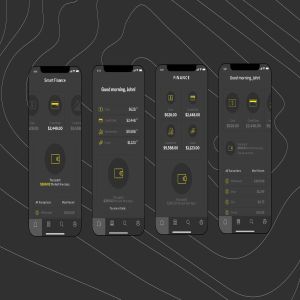 电子钱包APP应用用户中心UI界面模板[黑色配色方案]v4 Mobile Finance Home Ui – FD