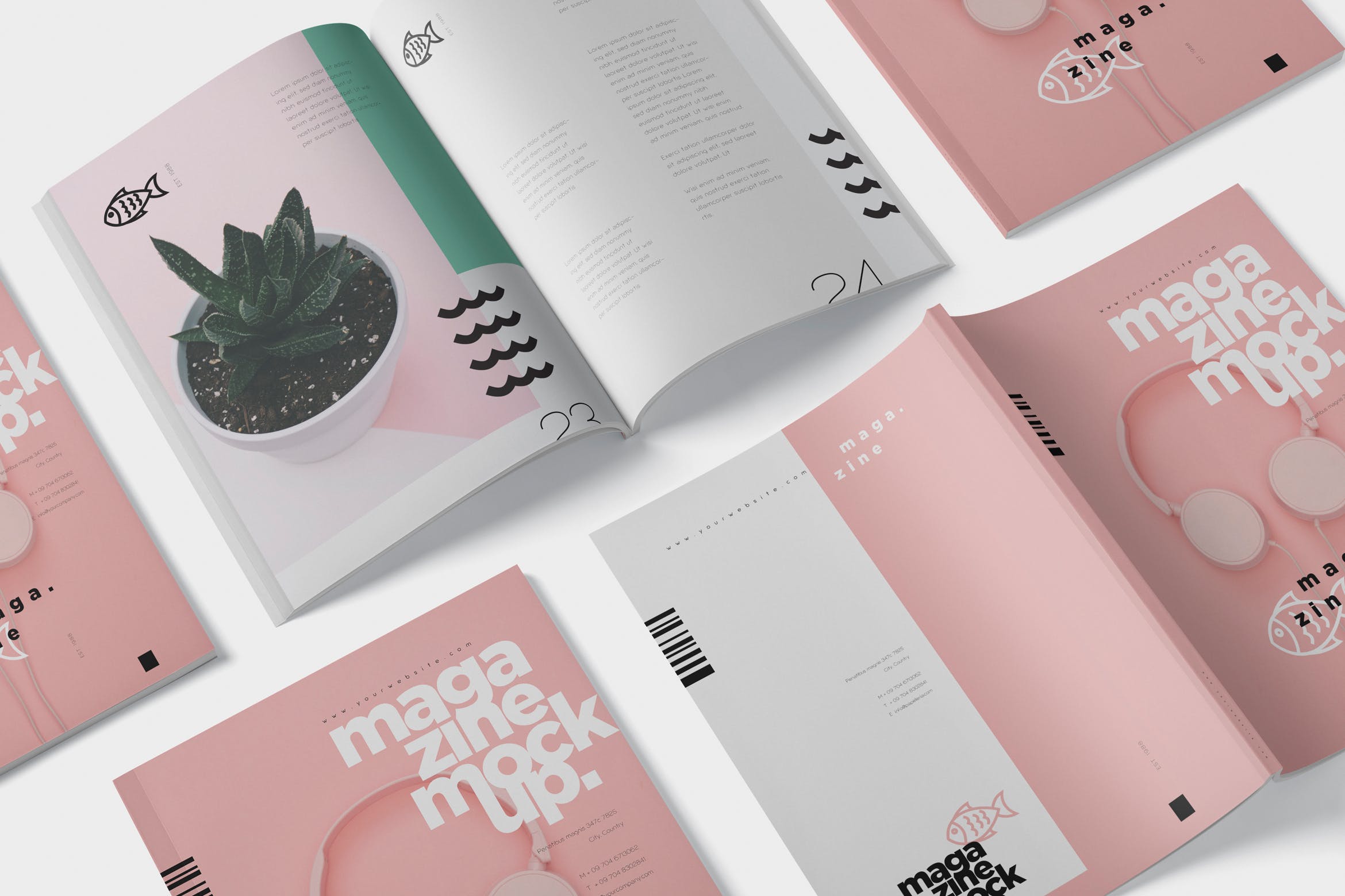 美国信纸尺寸规格杂志封面&内页排版设计效果图样机 Magazine Mockup – US Letter 8.5×11 Inch Size