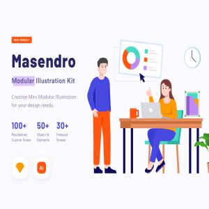 一流设计素材网下午茶：创业概念的矢量插画素材下载[Sketch,Ai]