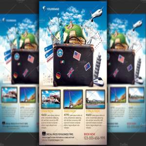 旅行社促销机票广告传单模板 Travel Agency Promotional Flyer Temp