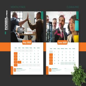 简约商务设计风格2020年日历表设计模板v2 2020 Clean Business Calendar Pro with US Holiday插图5