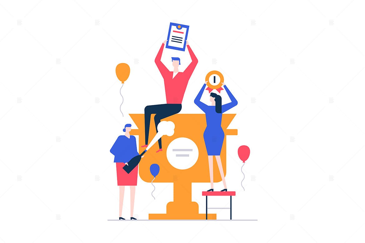 商业成功主题扁平设计风格矢量插画 Business success – flat design style illustration
