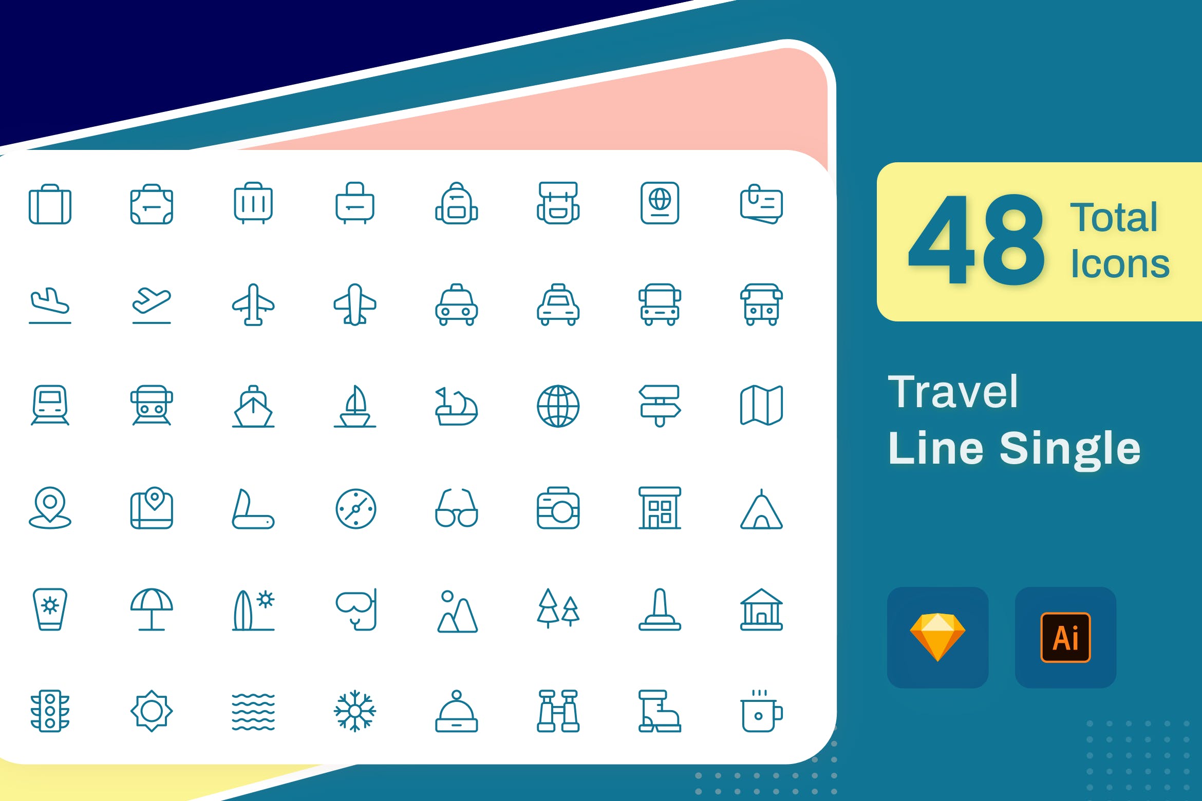 Line Senja图标系列：旅游主题矢量线性图标 Line Senja – Travel