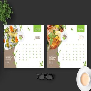 茶文化茶叶品牌定制2020年活页台历表设计模板 2020 Tea Herbal Green Calendar Pro插图5