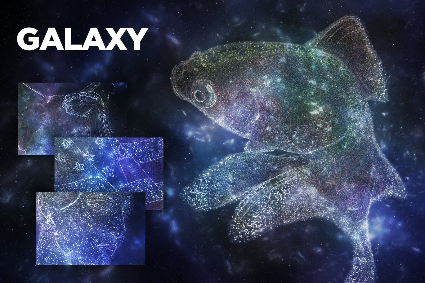 星系图梦幻星空特效一键生成PS动作 Galaxy Photoshop Action CS3+