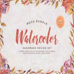 水彩手工设计花卉图案合集 Watercolor Handmade Design Bundle