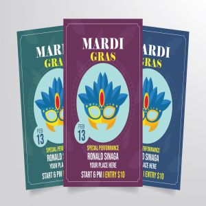 蒙面狂欢节活动海报设计模板 Mardi Gras Flyer Template Vol. 2