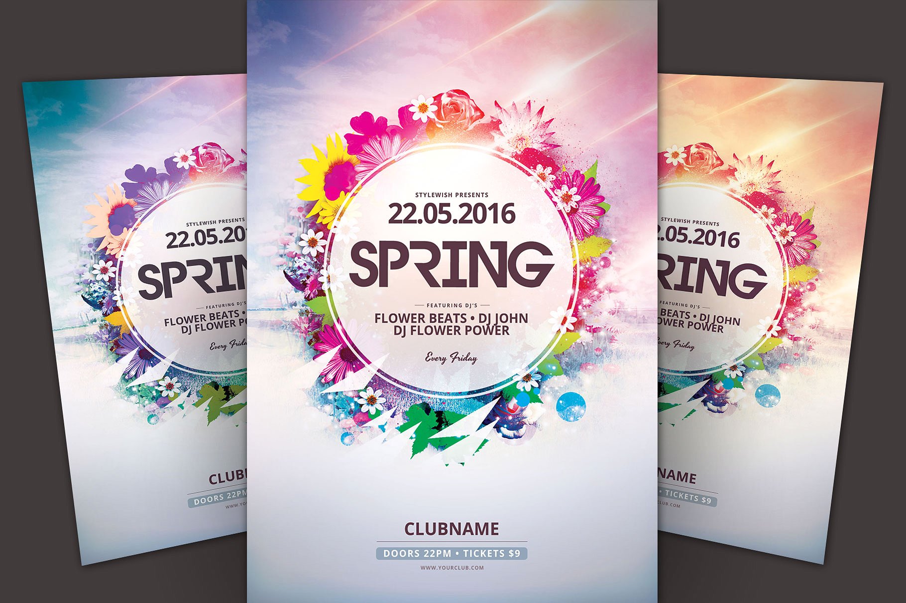 春天花卉传单海报模板 Spring Flyer Template