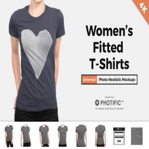 女士短袖图案T恤展示样机 Women’s T-Shirt Apparel Mockups