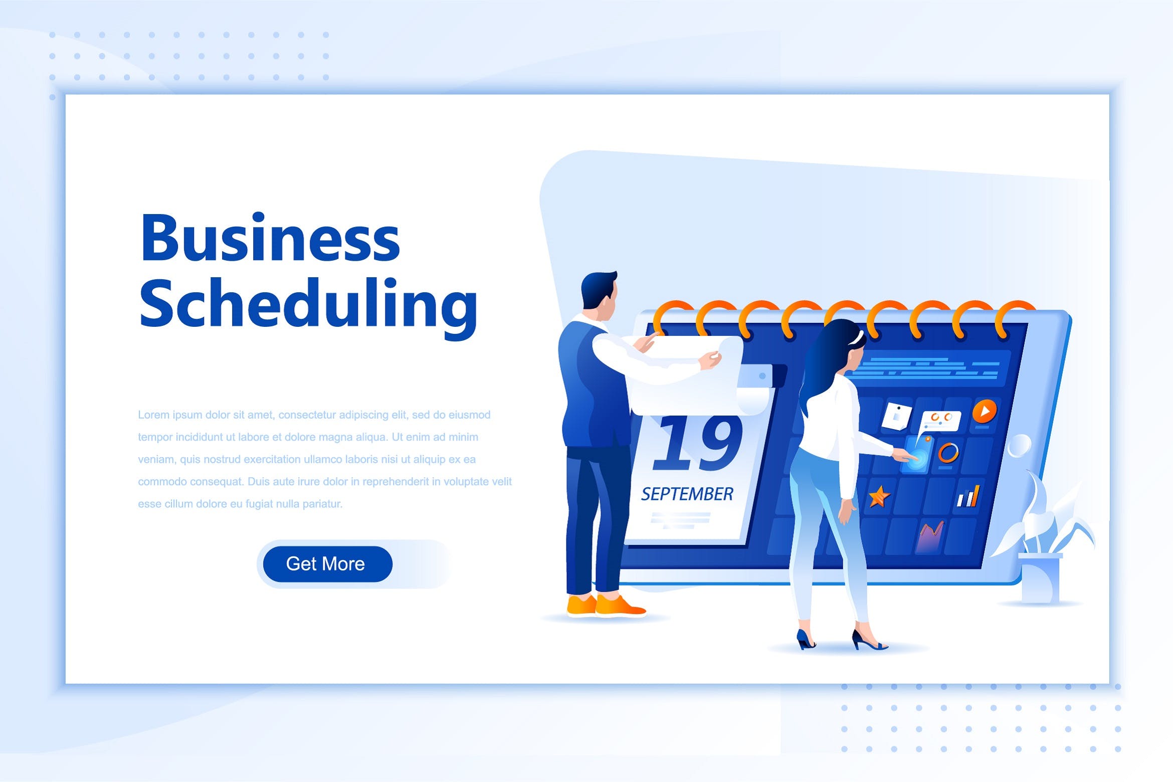 业务计划网站设计概念插画设计素材 Business Schedule Flat Landing Page Header