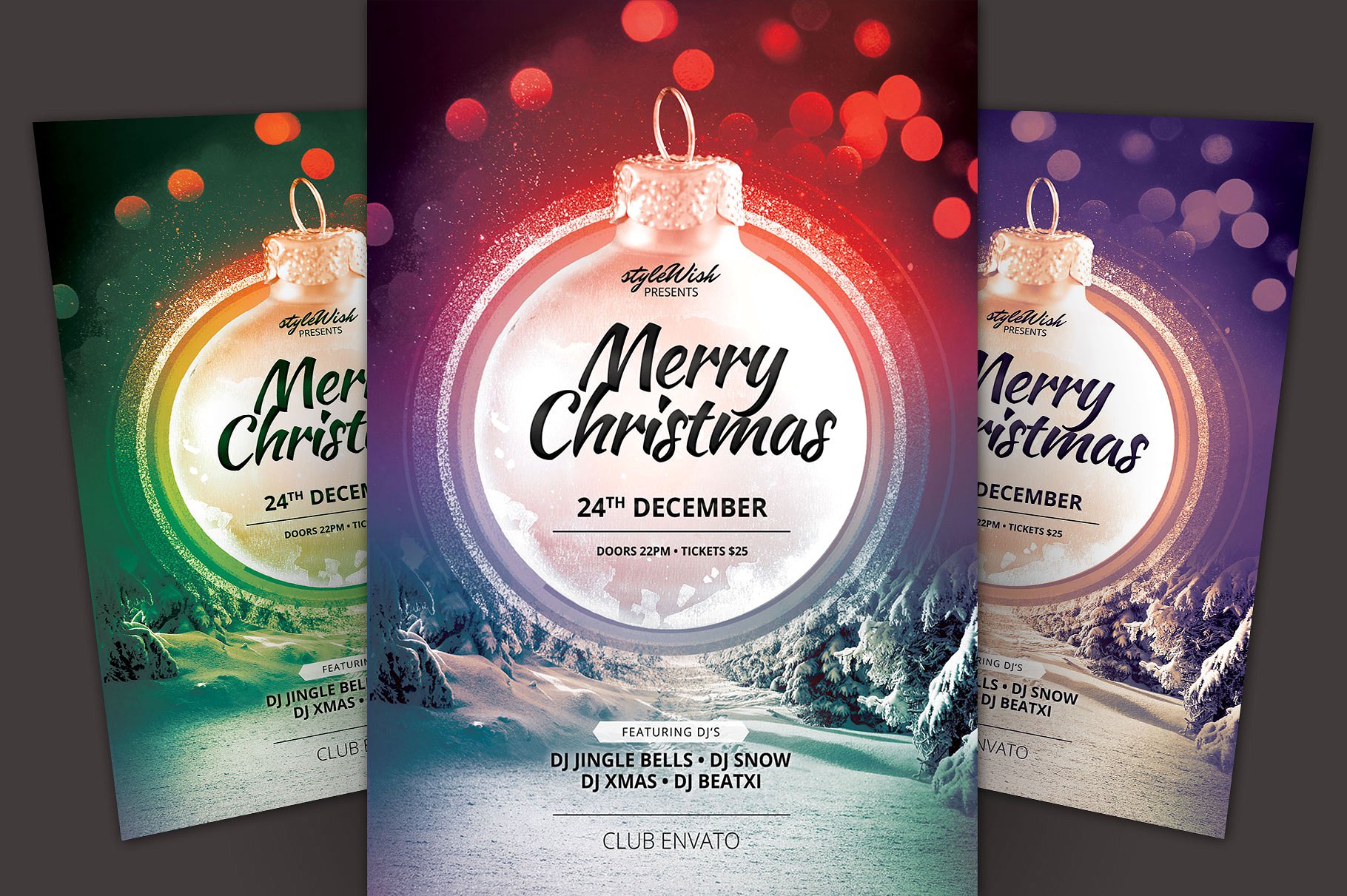 圣诞快乐圣诞节主题传单模板 Merry Christmas Flyer