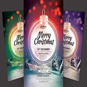 圣诞快乐圣诞节主题传单模板 Merry Christmas Flyer