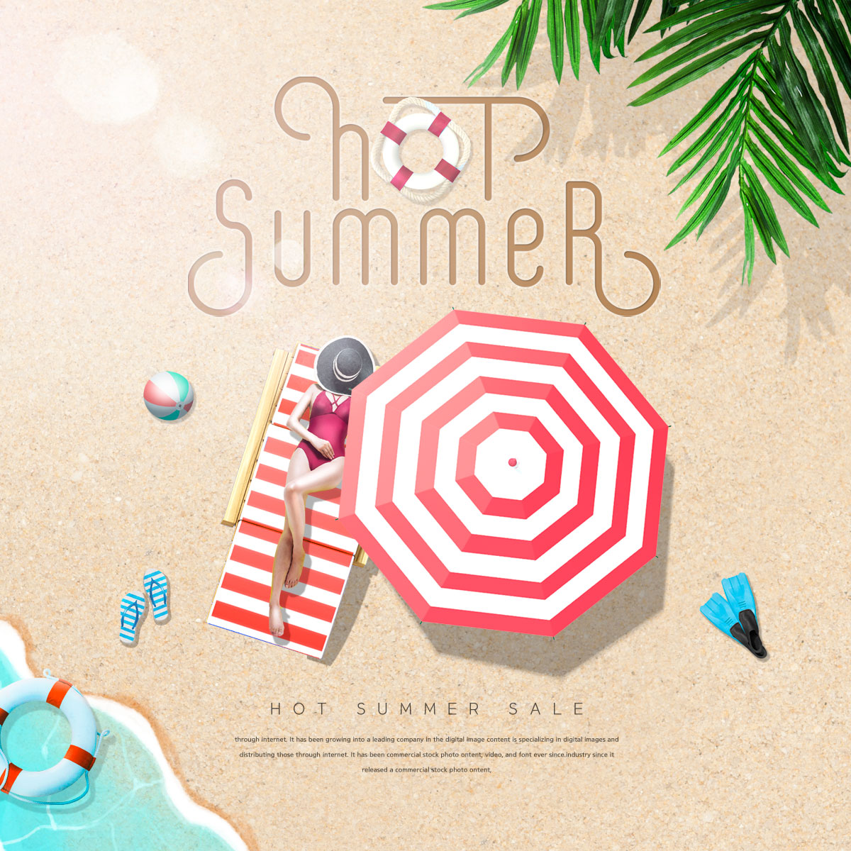 夏季沙滩活动相关主题创意宣传海报设计