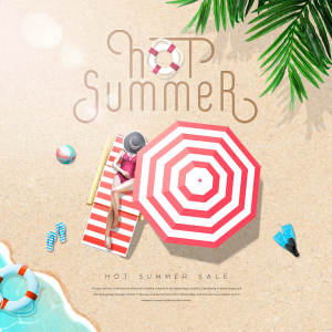 夏季沙滩活动相关主题创意宣传海报设计