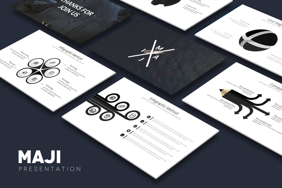 企业校园招聘演讲PPT幻灯片模板 MAJI Powerpoint Template