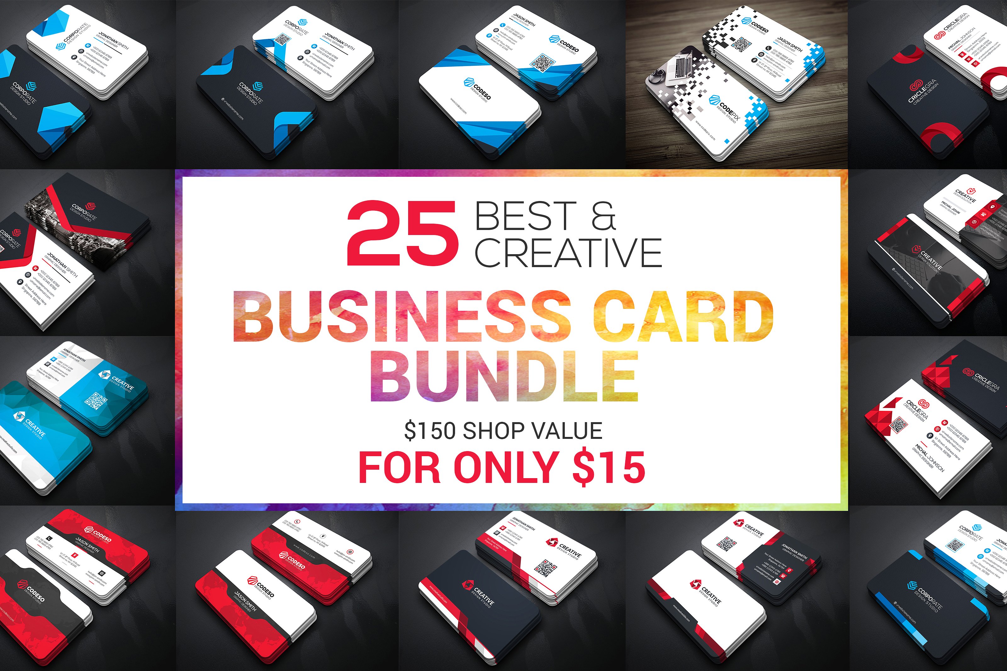 25个多用途的名片卡片邀请函设计模板