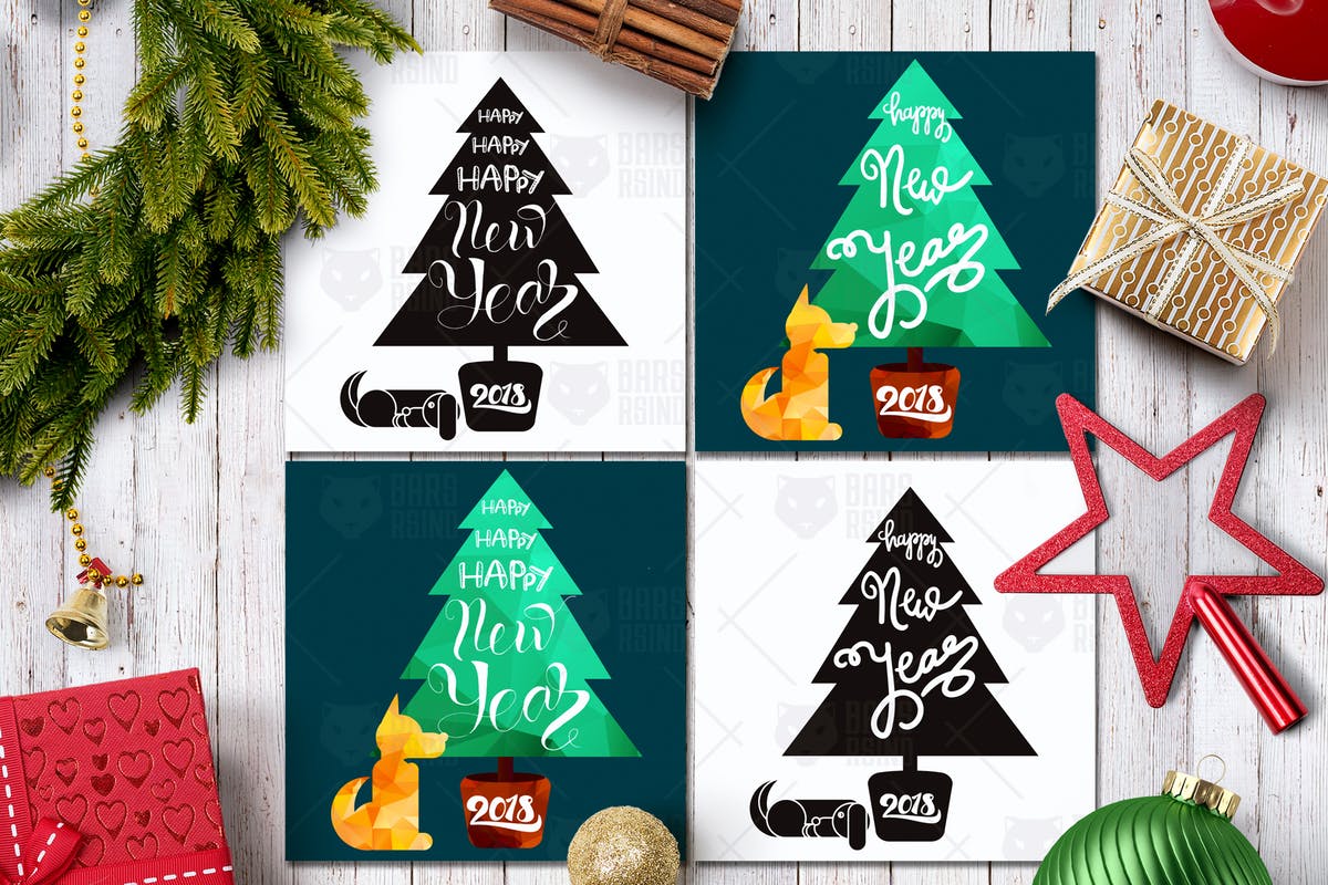 新年矢量设计元素素材 Happy New Year Greeting 2018