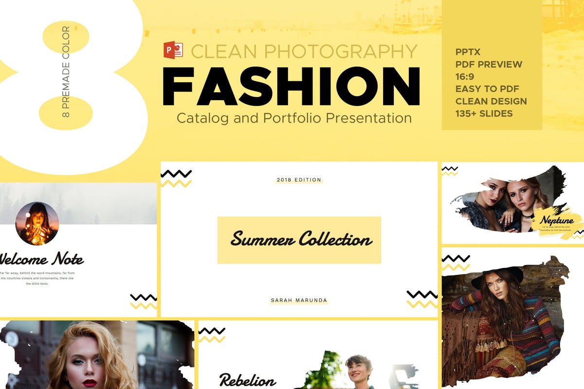 极简主义时尚行业产品目录&摄影PPT模板素材 Minimal Fashion Catalog & Photography Powerpoint