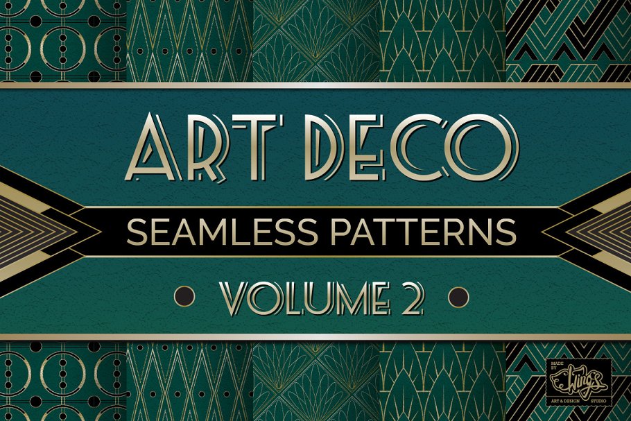 有序规则图案艺术背景纹理v2 Art Deco Seamless Patterns