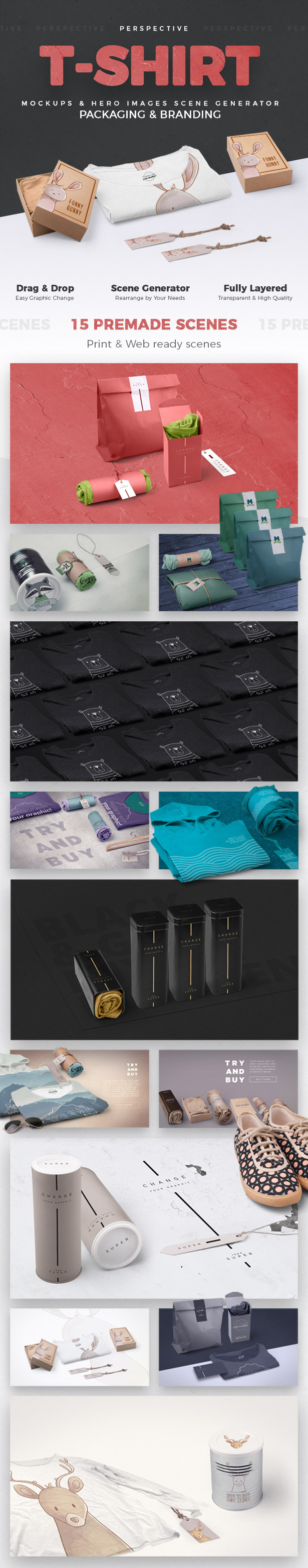 T恤及其包装展示样机mockup下载 1.14 GB [psd]