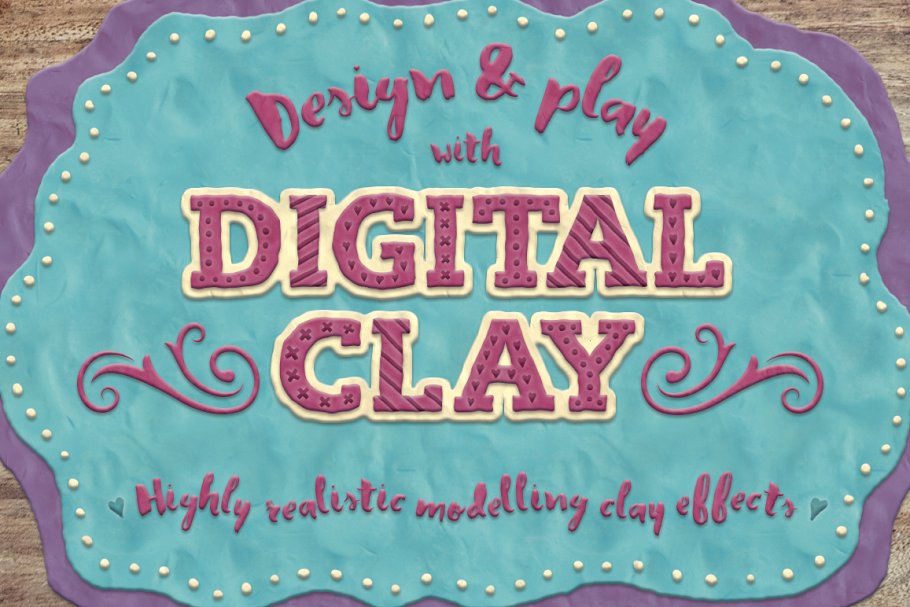 21种创意粘土手作图层样式 Digital Clay- Layer Styles & More