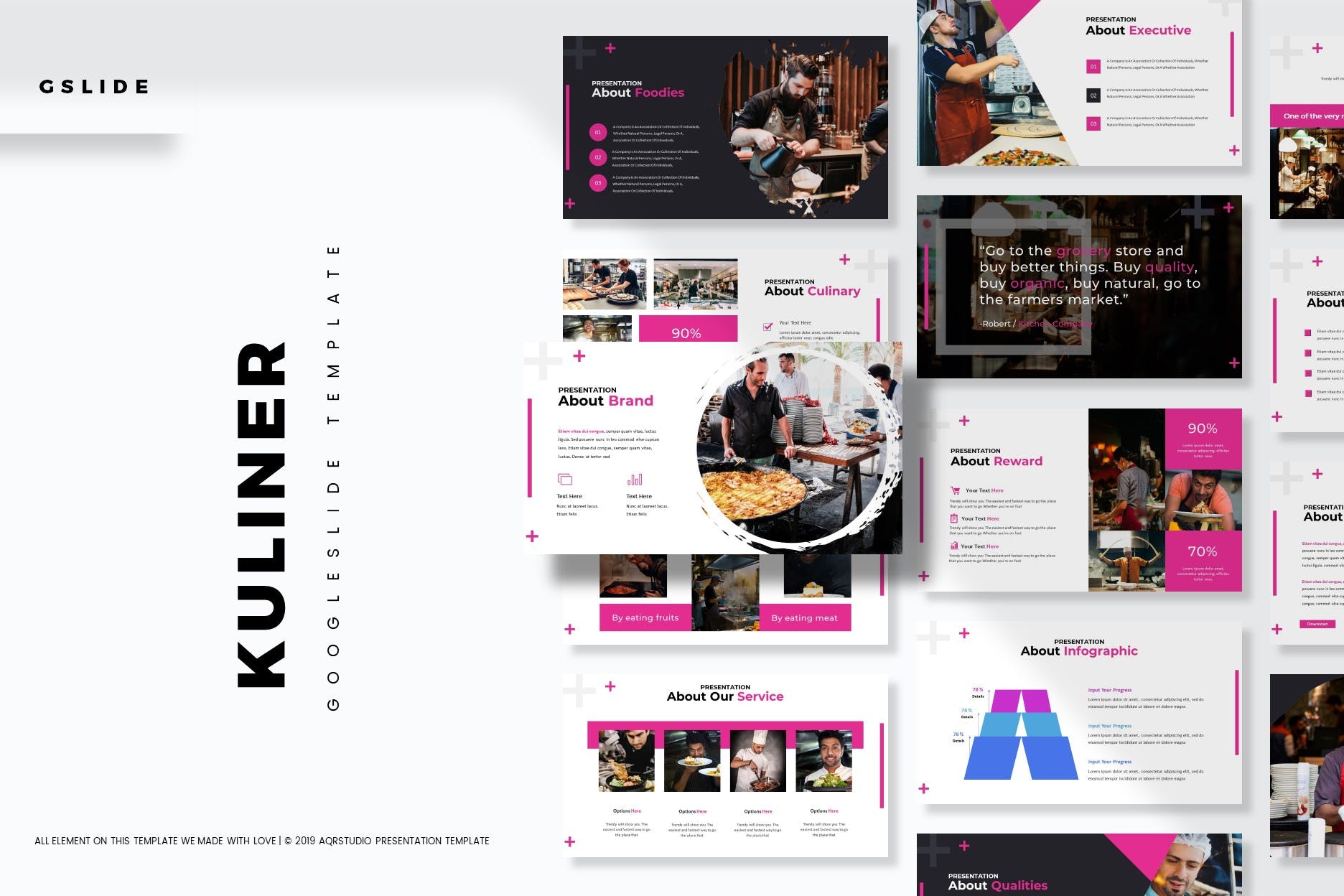 西餐西式美食品牌介绍谷歌幻灯片模板 Kuliner – Google Slides Template