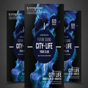 未来音乐概念节日音乐会宣传单模板 Futuristic Festival Concert Flyer