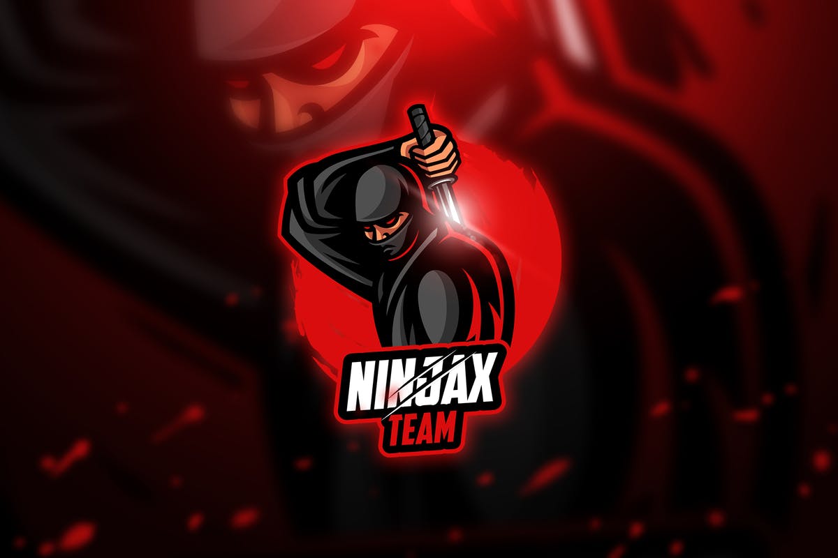 带剑蒙面忍者武士电子竞技战队Logo模板 Ninja 3 – Mascot & Esport Logo