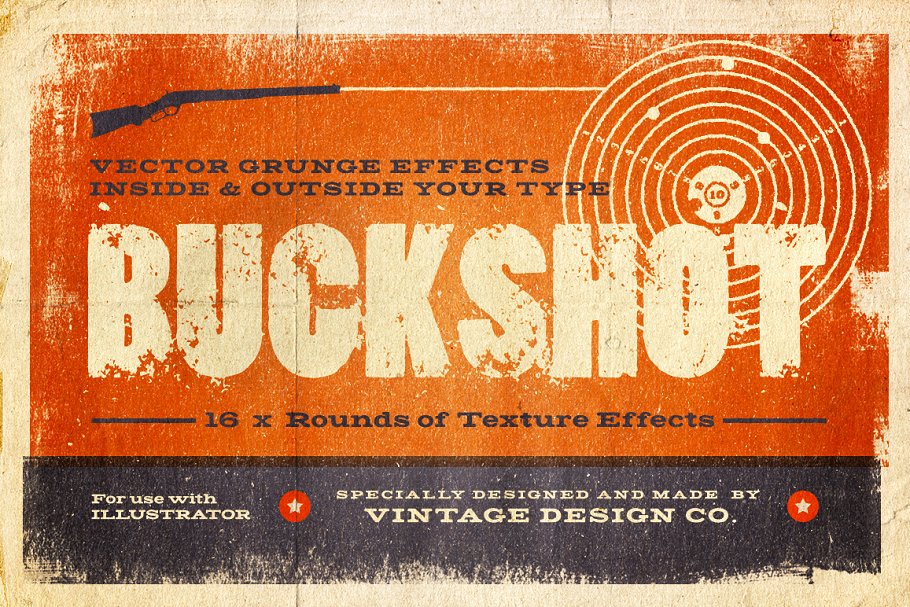 复古做旧印刷文本效果AI动作 BUCKSHOT Vector Type Effects