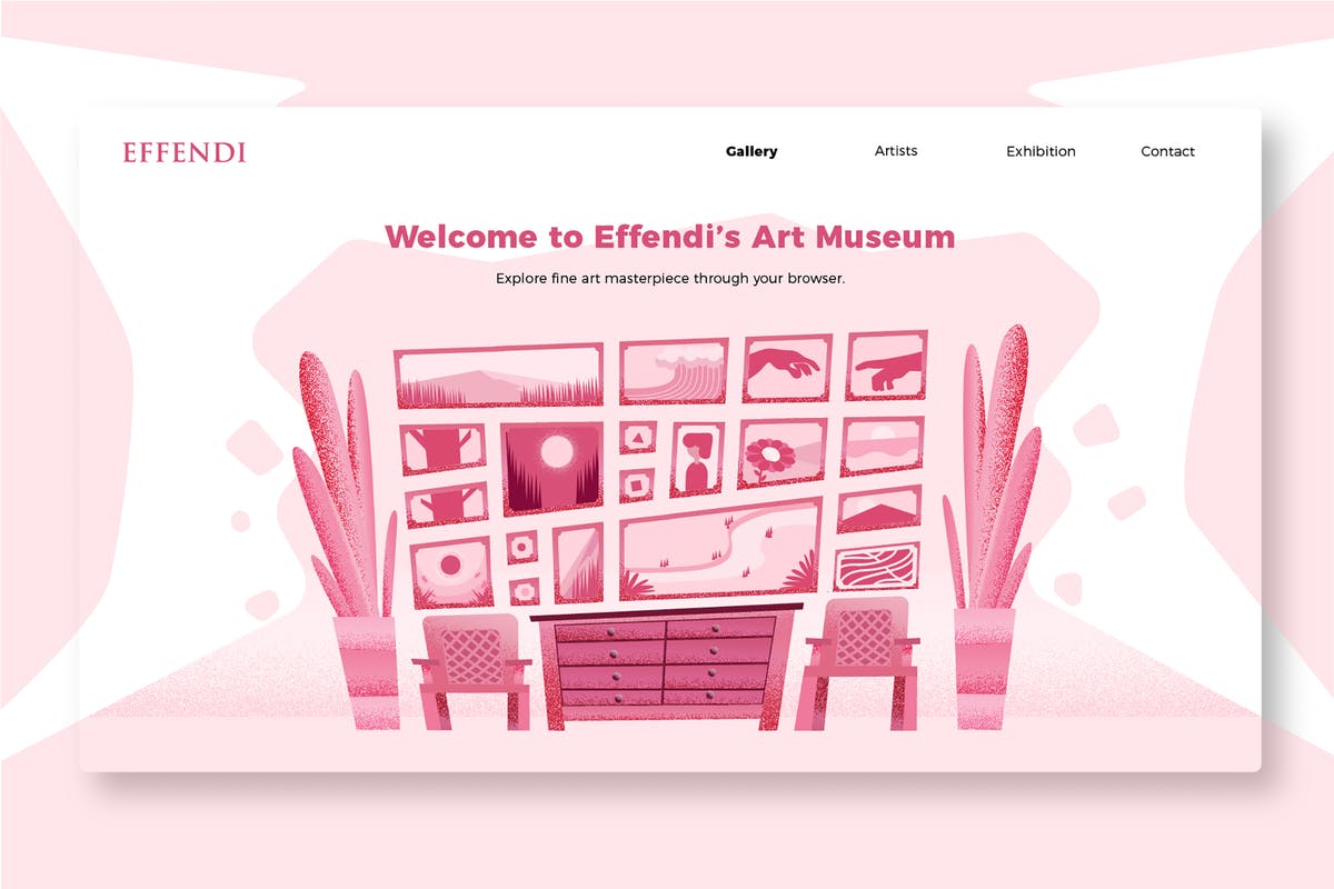 美术馆创意画展网站Banner&着陆页模板 Art Museum – Banner & Landing Page