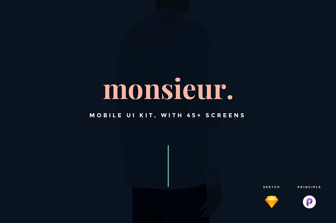 时尚服饰电子商务 APP UI 套件 Monsieur. Mobile E-commerce UI Kit [For Sketch&Principle]