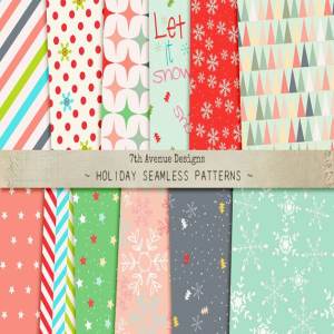 假日节日喜庆风无缝图案纹理 Holidays Seamless Patterns