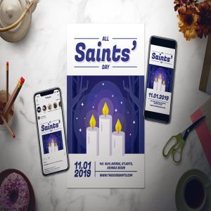 2019年万圣节主题活动海报设计模板 All Saints’ Day Flyer Set