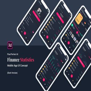 电子钱包移动支付APP应用UI界面设计XD模板[夜间模式版本] Finance Wallet MobileApp UI Kit Dark Version (XD)