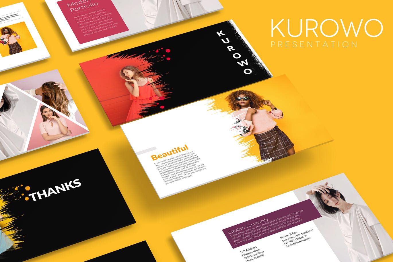 服装行业适用的谷歌幻灯片模板 KUROWO Google Slides