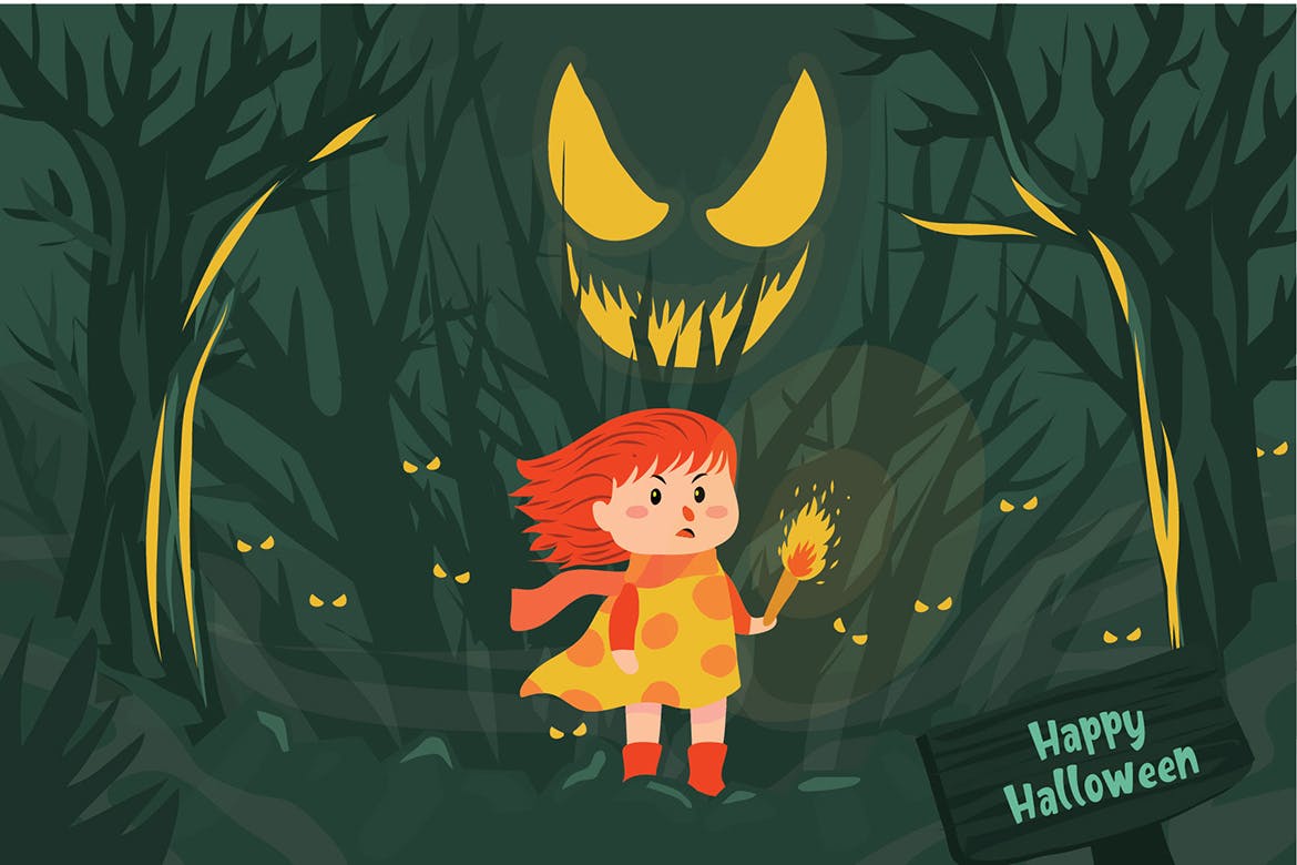 万圣节节日主题活动矢量插画素材 Halloween – Vector Illustration