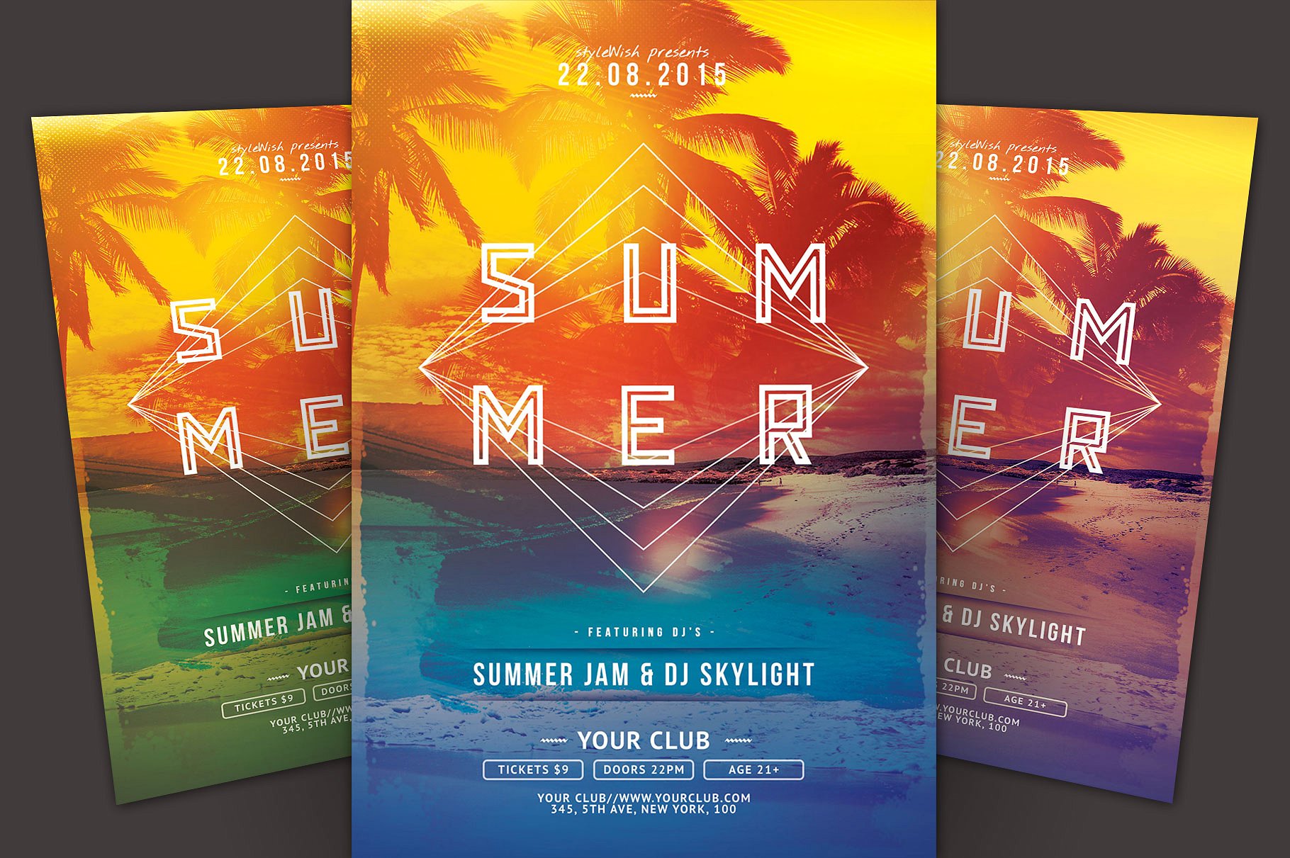 清爽夏日海滩聚会宣传单模板 Summer Flyer Template