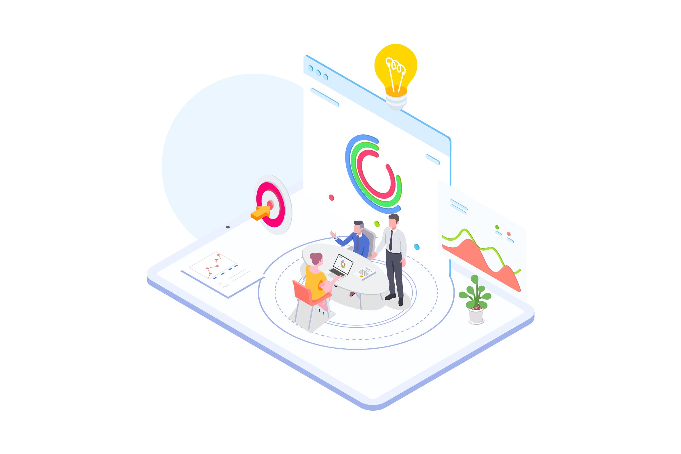 财务规划金融主题等距概念插画v3 Financial Planning Isometric Illustration – FV