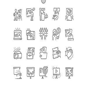 企业商业幻灯片演示文稿专用图标集 Business Presentation Line Icons